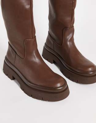 pull&bear platform heel knee boots