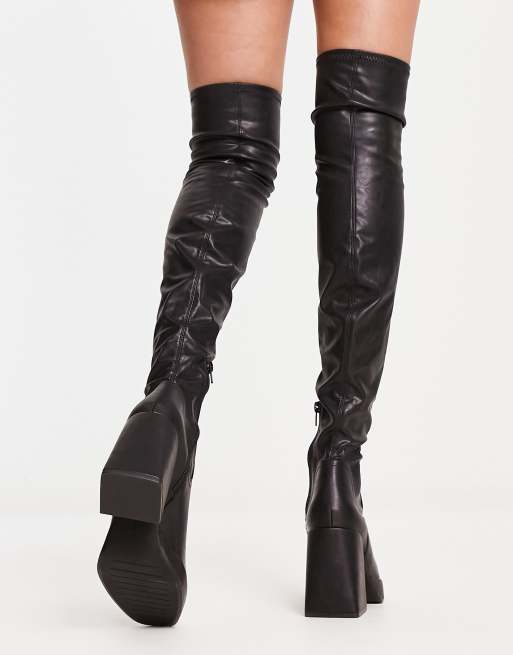 Knee high platform heel on sale boots