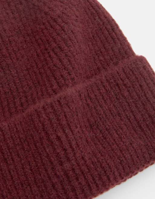 Pull&Bear Knit beanie in maroon, 2 of 3