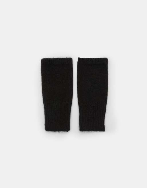 Pull&Bear Knit fingerless gloves in black
