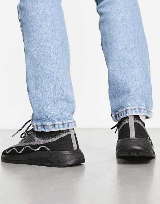 Pullu0026Bear knit racer sneakers in black exclusive at ASOS | ASOS