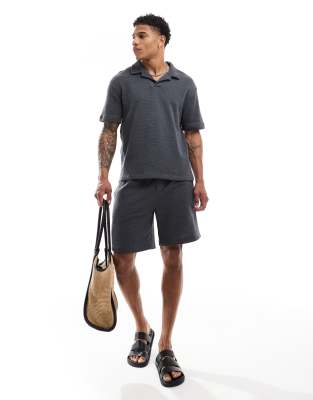 knit shorts in dark gray - part of a set