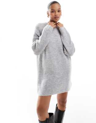 knit sweater mini dress in light gray