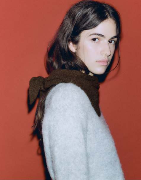 Pull&Bear Knit triangle scarf in brown with wool - view 1