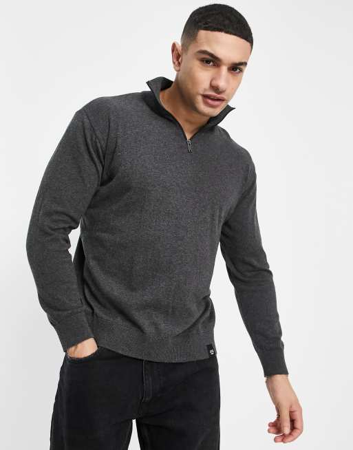 Pull&Bear knit with half zip in grey | ASOS