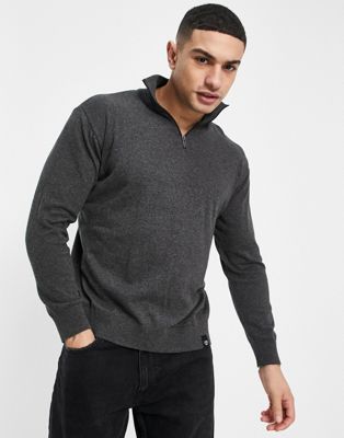 Pull&Bear knit with half zip in grey