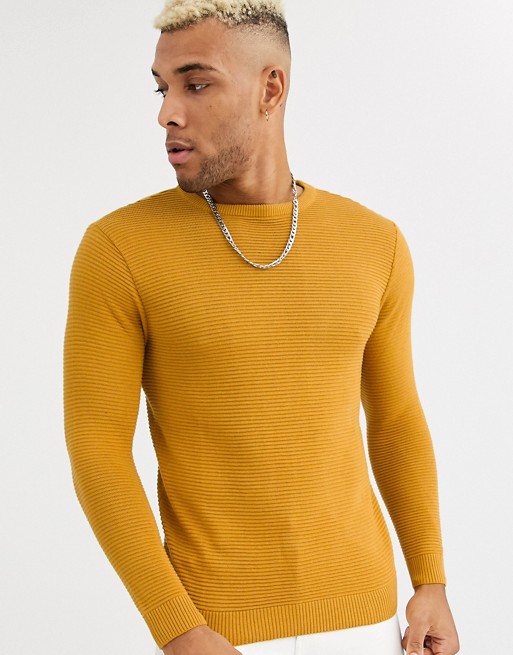 Pull&Bear knitted jumper in mustard