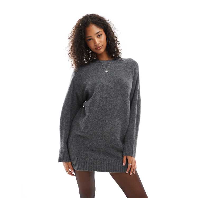 Pull&Bear knitted mini dress in dark grey | ASOS