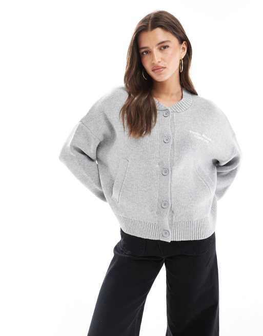 Pull&Bear knitted oversized cardigan in grey ASOS