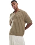 [Pull & Bear] Pull & Bear knitted polo in camel-Neutral L CAMEL