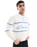 [Pull & Bear] Pull & Bear knitted retro polo in ecru-Neutral M Neutral