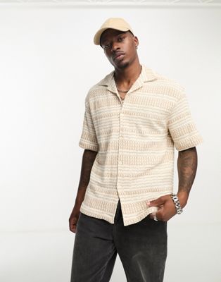 Pull&Bear knitted shirt in tan