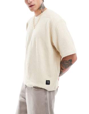 knitted t-shirt in ecru-Neutral