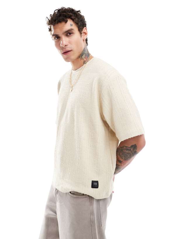 Pull&Bear - knitted t-shirt in ecru