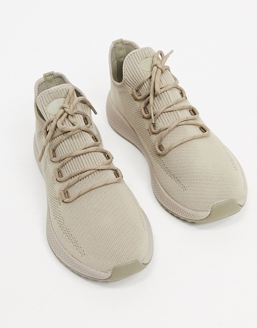 Pull&Bear knitted trainer in sand