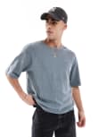 [Pull & Bear] Pull & Bear knitted washed t-shirt in blue S BLUE