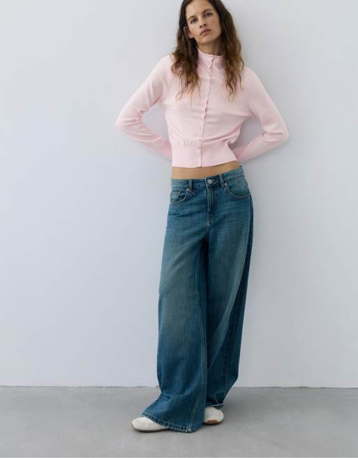 Pull&Bear kofta med hög krage i dusty pink, 4 av 7