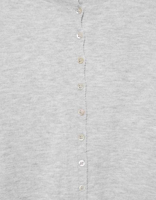 Pull&Bear kofta med hög krage i gråmelerad, 7 av 7