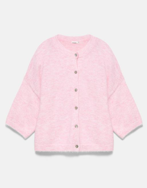 Pull&Bear kofta med korta ärmar i rosa melerad, 4 av 6