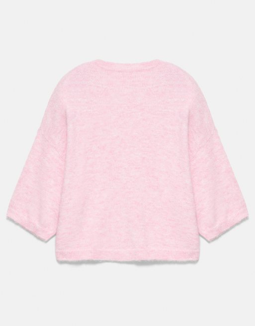 Pull&Bear kofta med korta ärmar i rosa melerad, 6 av 6