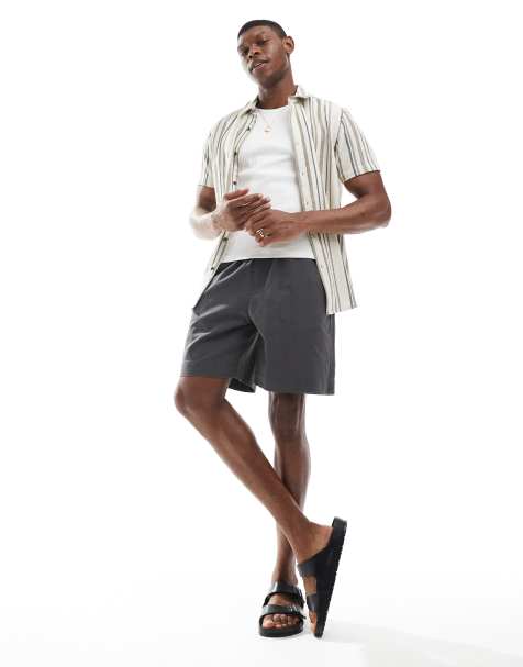 Pull&Bear - Koksgrå shorts i hørblanding - view 1