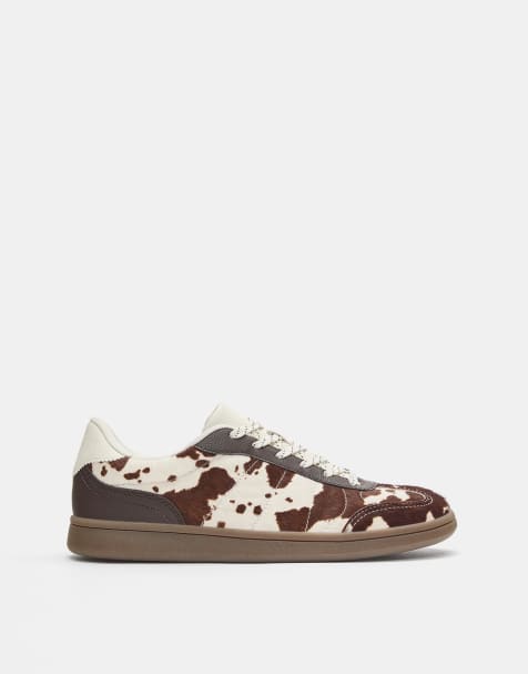 Pull&Bear – Komönstrade sneakers i läder - view 1
