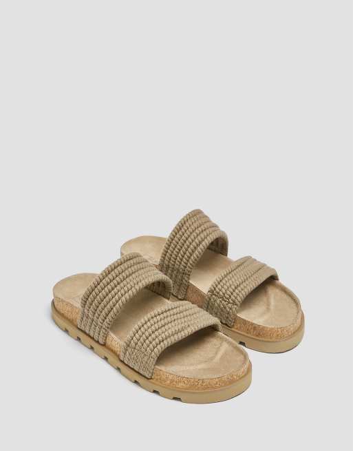 Pull&Bear – Kordelsandalen in Khaki