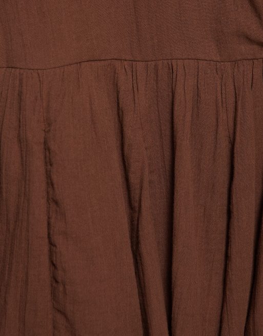 Pull&Bear kort klänning med omlott-urringning i brun, 6 av 7