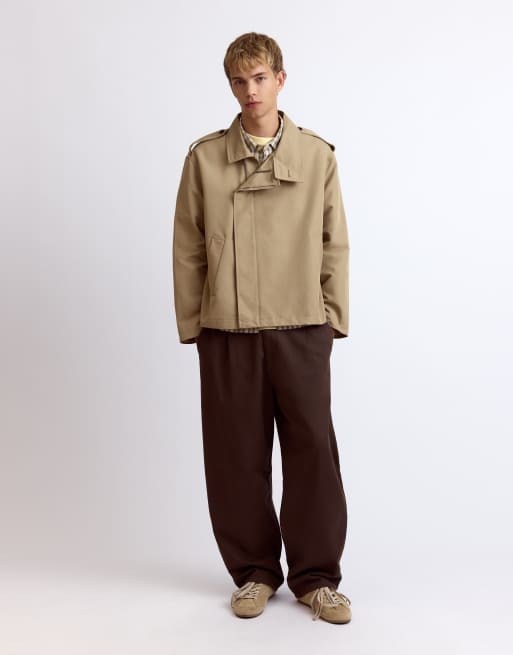 Pull&Bear kort trenchcoat i sandfarvet, 4 af 7