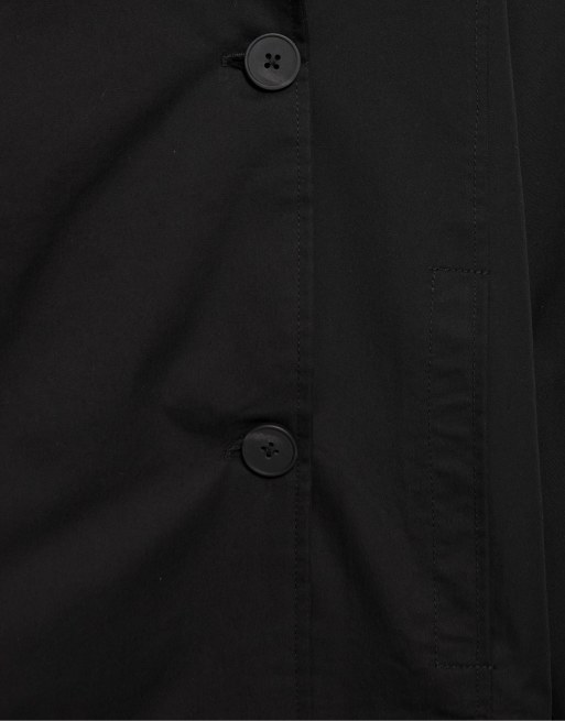 Pull&Bear kort trenchcoat med skärp i svart, 5 av 6
