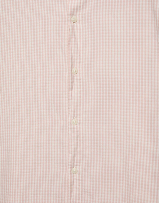 Pull&Bear kortärmad rutig skjorta i rosa, 3 av 4