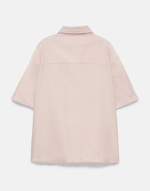 Pull&Bear kortärmad rutig skjorta i rosa, 4 av 4
