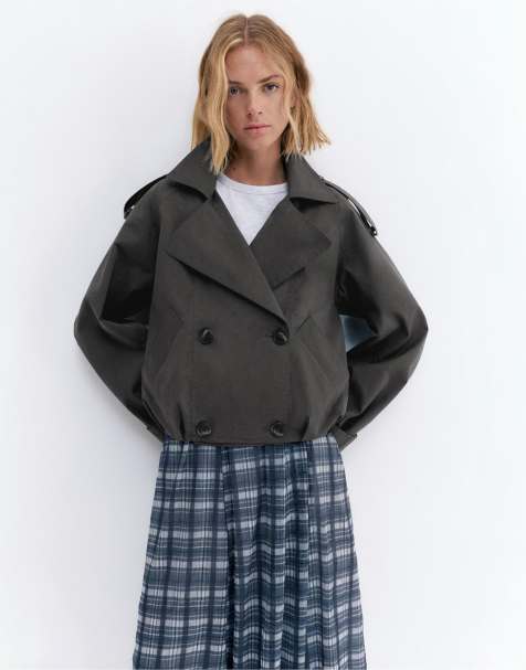 Pull&Bear - Korte trenchcoat met ballonzoom in grijs - view 1