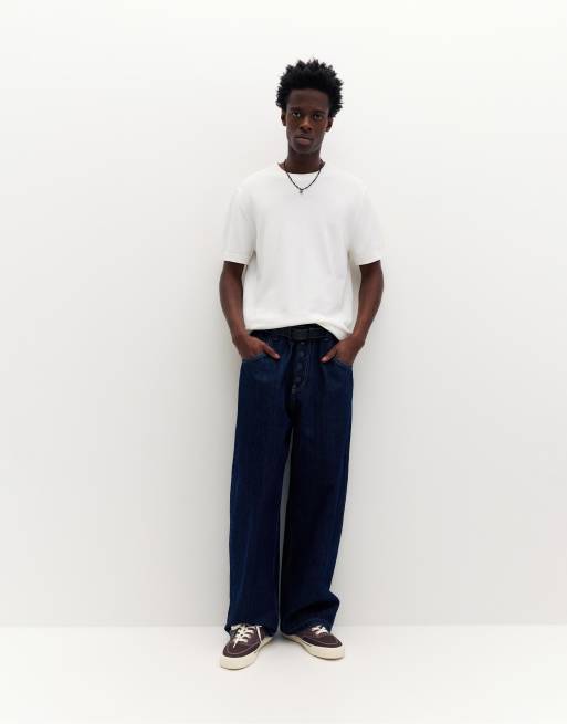 Pull&Bear - Kortærmet råhvid striktrøje, 3 af 4