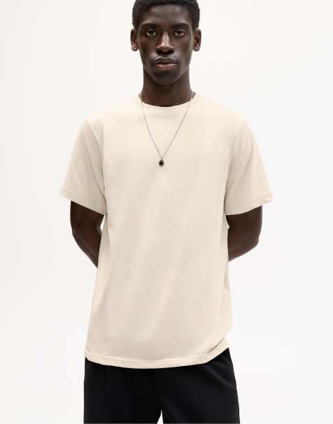 Pull&Bear - Kortærmet sandfarvet T-shirt i regular fit - view 1