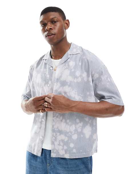 Pull&Bear – Koszula w neutralnym kolorze z efektem tie dye - view 1