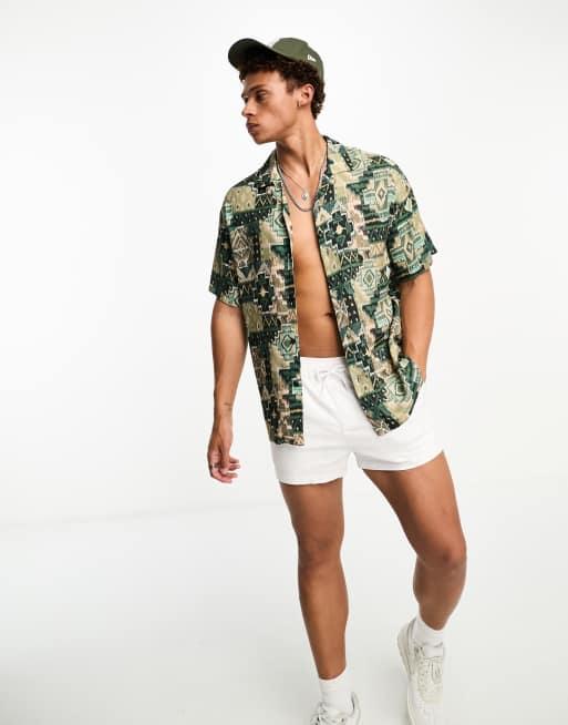 Pull&Bear – Koszula w zielony aztecki wzór
