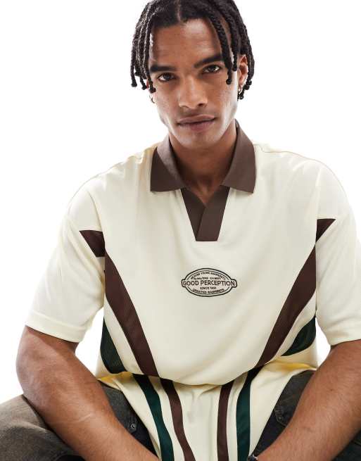 Pull&Bear – Koszulka sportowa polo w kolorze ecru w stylu retro, 4 z 4