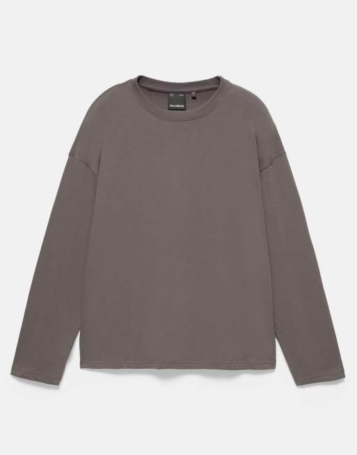 Pull&Bear kraftig t-shirt i avslappnad passform i grått, 5 av 7