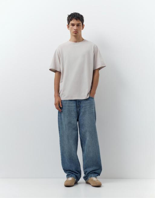 Pull&Bear – Kurzärmlige T-Shirts in Aschgrau, 3er-Pack, 4 von 4