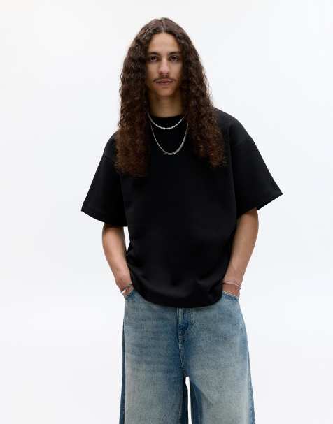 Pull&Bear – Kurzärmliges Basic-Sweatshirt in Schwarz - view 1