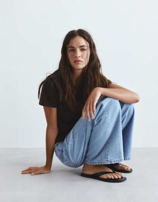 Pull&Bear – Kurzärmliges Basic-T-Shirt in Braun, 4 von 7