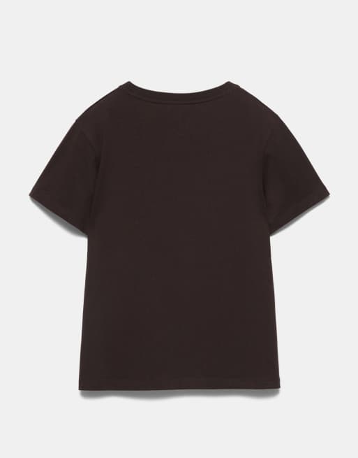 Pull&Bear – Kurzärmliges Basic-T-Shirt in Braun, 7 von 7