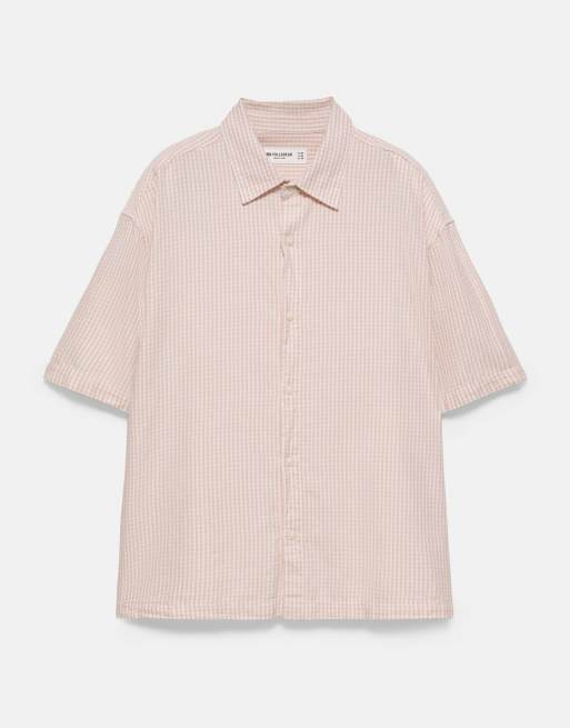Pull&Bear kurzärmliges kariertes Hemd in Pink, 2 von 4