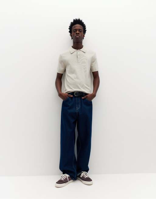 Pull&Bear – Kurzärmliges Polohemd in Sand, 3 von 4
