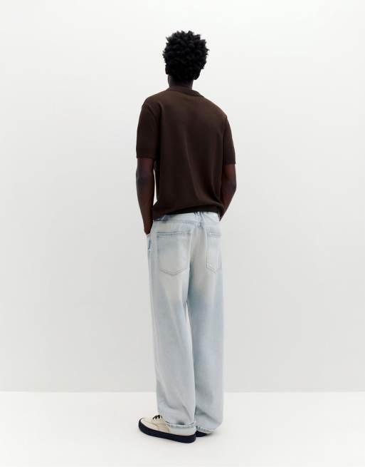 Pull&Bear – Kurzärmliges Polohemd in Schokobraun, 4 von 4