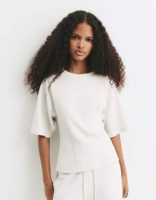 Pull & Bear - Kurzärmliges Sweatshirt in Beige-Neutral
