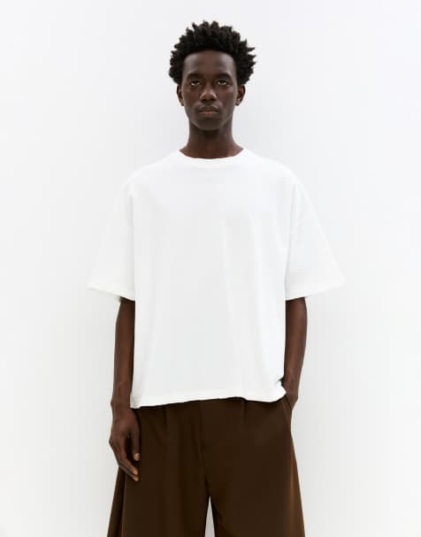 Pull&Bear – Kurzärmliges T-Shirt in Wollweiß mit „STWD“-Print - view 1