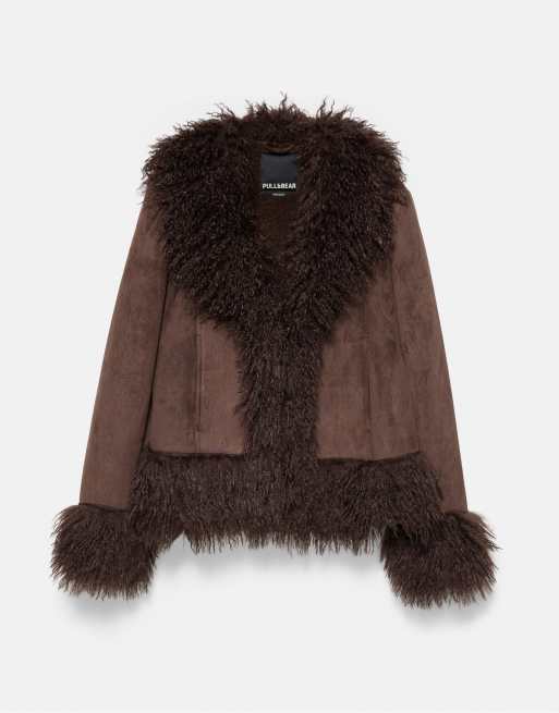 Pull&Bear kurze Doubleface-Jacke in Braun, 5 von 7