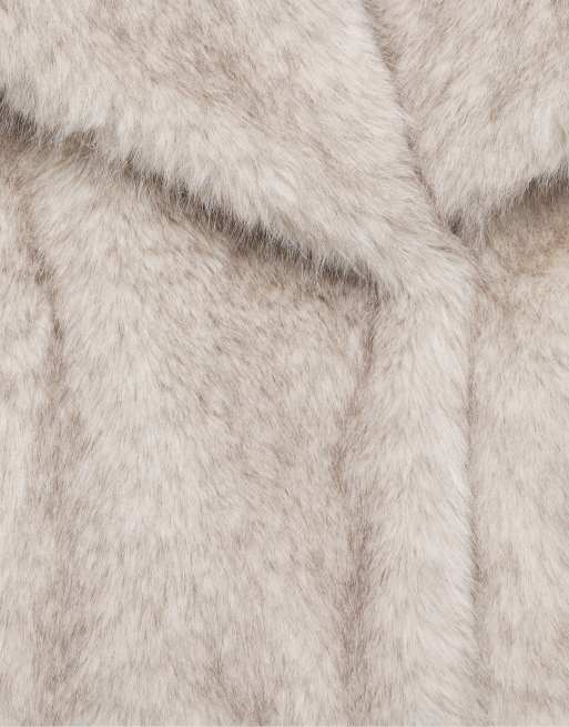 Pull&Bear kurzer faux-fur-Mantel in Beige, 6 von 7
